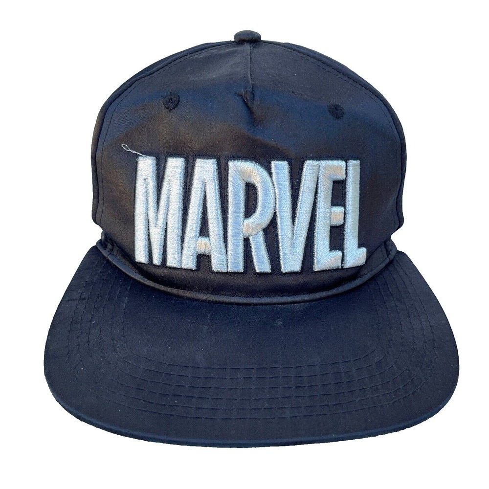 Marvel‎ Hat Cap Snapback Black Silver Comics High Dome 3D Spell Out Super Hero